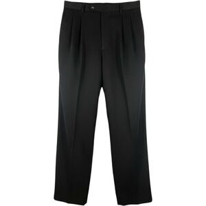 Men's Pleated Micro Suede Touch Pants W36 L30 Black NWT Tapered Chereskin Office